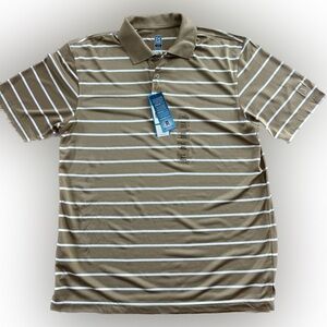 PGA Tour Airflux Golf Performance Short Sleeve Stripe Polo Shirt Mens Large. NWT